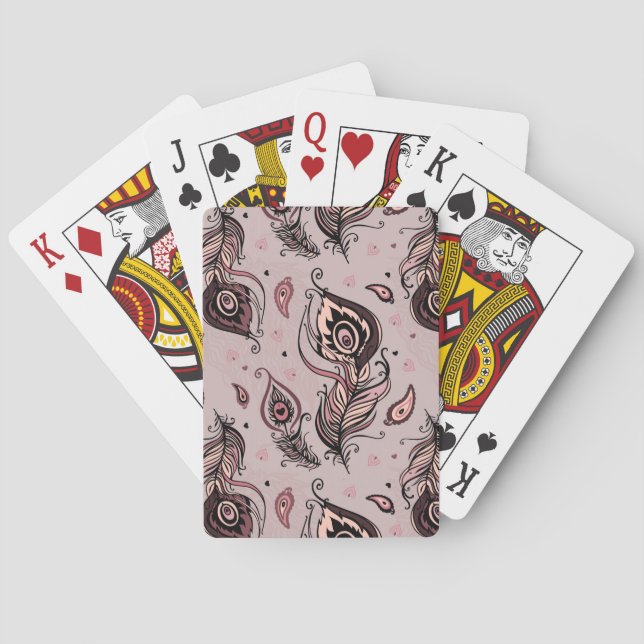 Påfågelfjädermönster Casinokort (Baksidan)