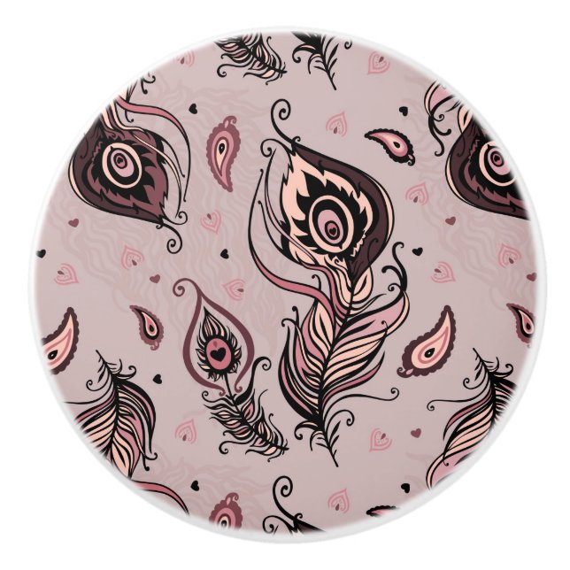 Påfågelfjädermönster Knopp (Framsidan)