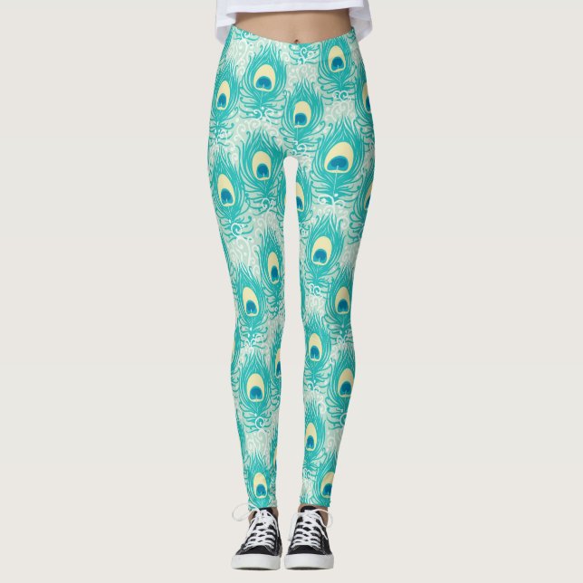 Påfågelfjädermönster Leggings (Framsida)
