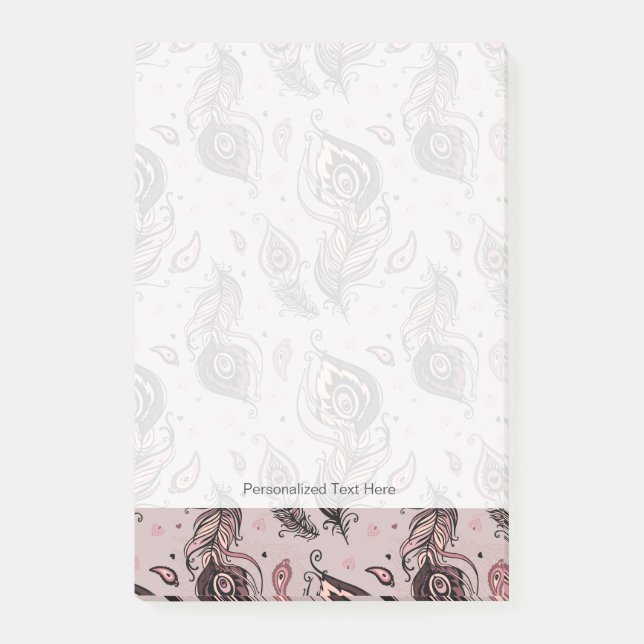 Påfågelfjädermönster Post-it Block (Framsida)