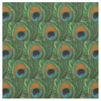 Påfågelfjädertyg - solbränd grön krickablåttmarin tyg