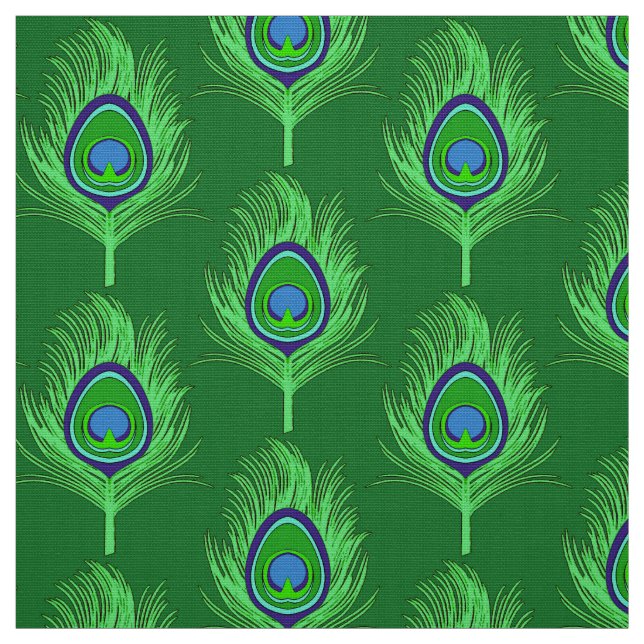 Påfågelfjädrar, limefruktgrönt på smaragdgrönt tyg (Provkarta)