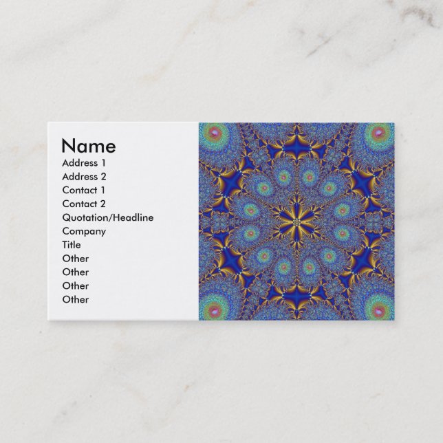 Påfågelfractalen profilerar kortet visitkort (Framsida)