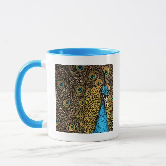 Påfågelglansillustration Mugg (Vänster)