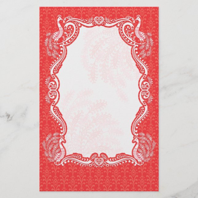 Påfågelgränsbrevpapper Brevpapper (Framsida)