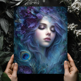 Påfågelgudinnans drottnings fantasyväggkonsttryck poster