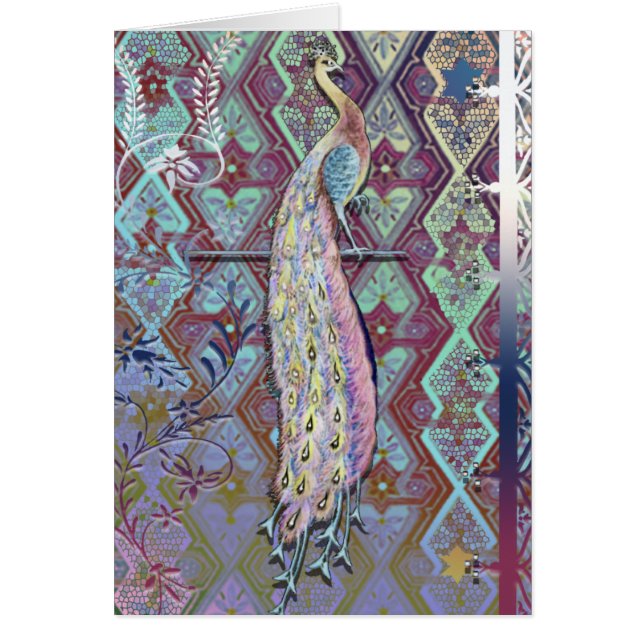 Påfågelkort 2 hälsningskort (Framsidan)