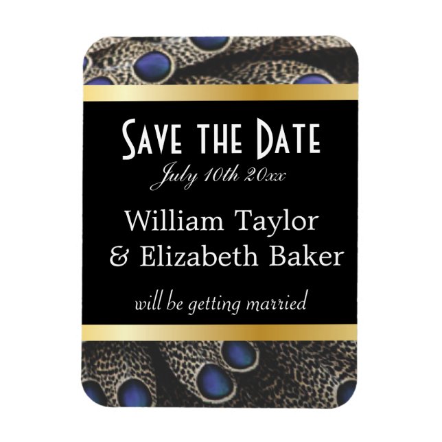 Påfågelmönster och guldband magnet (Vertikal)