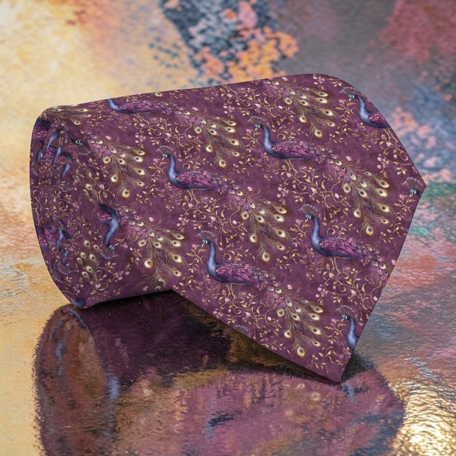 Påfågelmönstrad specialbeställd slips (Skapare uppladdad)