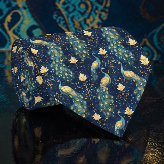 Påfågelmönstrad specialbeställd slips (Skapare uppladdad)