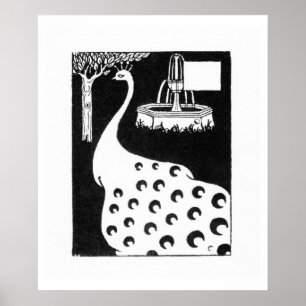 Påfågelmotiv, från "Le Morte d'Arthur" (lithoen Poster
