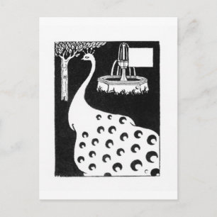 Påfågelmotiv, från "Le Morte d'Arthur" (lithoen) Vykort