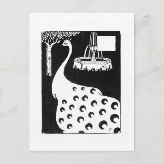 Påfågelmotiv, från "Le Morte d'Arthur" (lithoen) Vykort