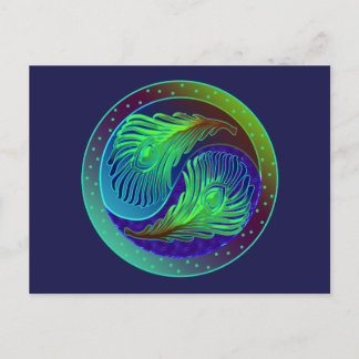 Påfågeln befjädrar 1 Yin Yang Vykort