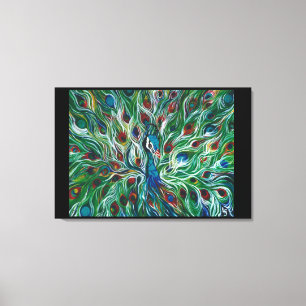 Påfågeln befjädrar 36" x 24" det högvärdiga canvastryck
