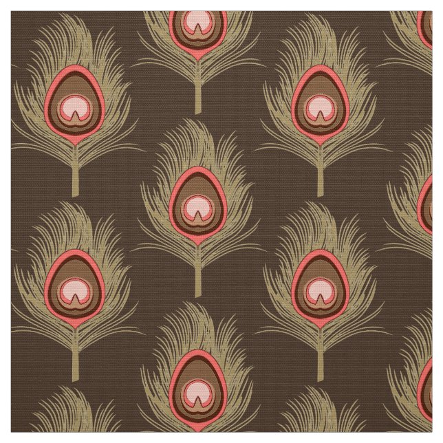 Påfågeln befjädrar, beigen på mörk choklad - brunt tyg (Provkarta)