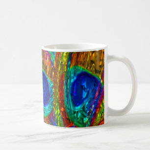 Påfågeln befjädrar den Glass muggen för konst Kaffemugg
