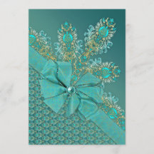 Påfågeln befjädrar elegant damastast inbjudan