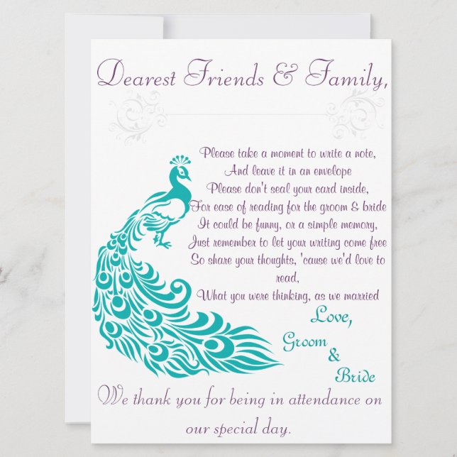 Påfågeln noterar stationvälkomnandebrev inbjudningar (Framsida)