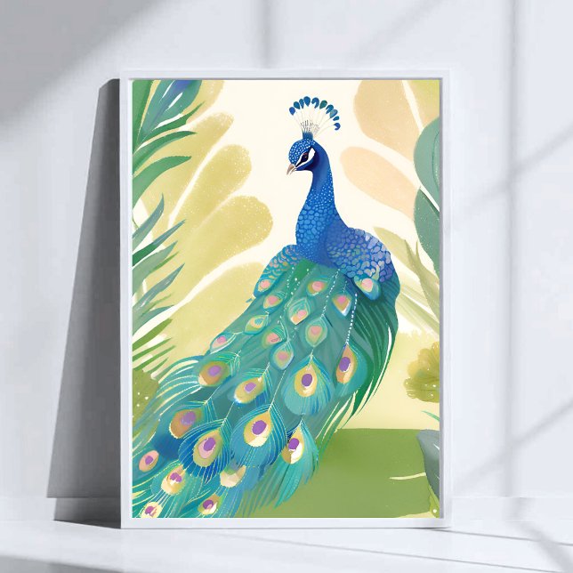 Påfågelprinsessa | Akvariefärg Djur Natur Poster (Skapare uppladdad)