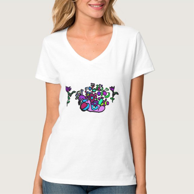 Påfågelpurpura rosor t shirt (Framsida)
