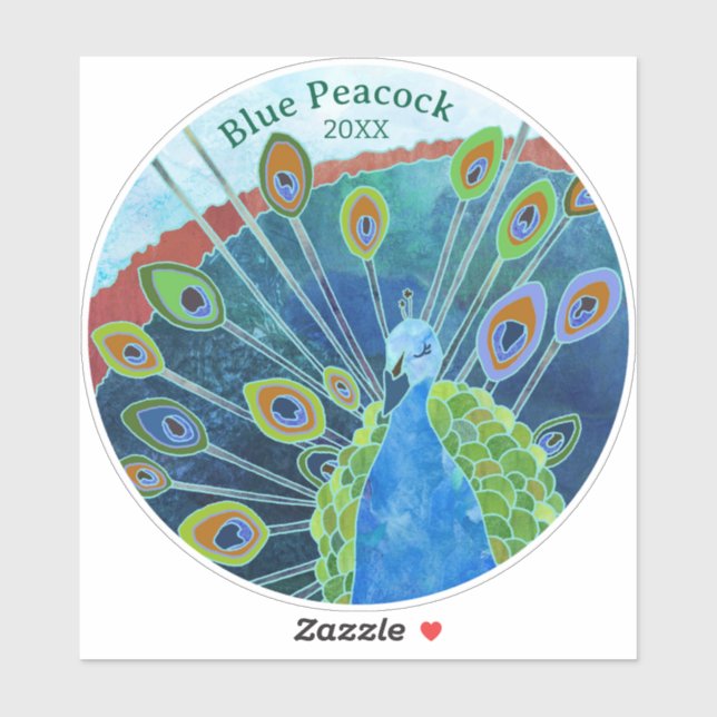 Påfågelsetikett Klistermärken (Ark)