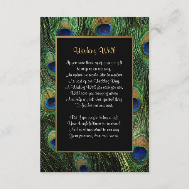 Påfågelsfjäder Bröllop - Önskebrunn Tilläggskort (Framsida)