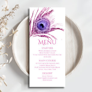 Påfågelsfjäder Chic Glitter Rosa Bat Mitzvah Meny