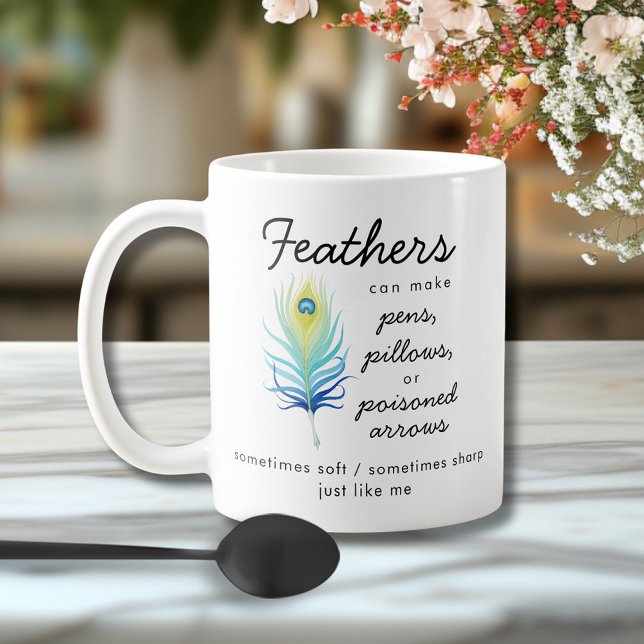 Påfågelsfjäder Fräsig Motiverande Citat Kaffemugg (Peacock Feather Sassy Motivational Quote Coffee Mug)