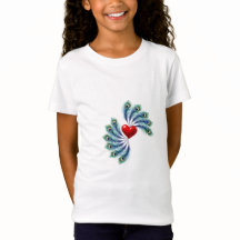 Påfågelsfjäder Hjärtgrafik T-Shirt | Indisk kärlek