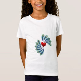 Påfågelsfjäder Hjärtgrafik T-Shirt | Indisk kärlek
