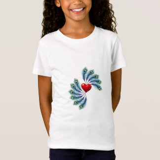 Påfågelsfjäder Hjärtgrafik T-Shirt | Indisk kärlek