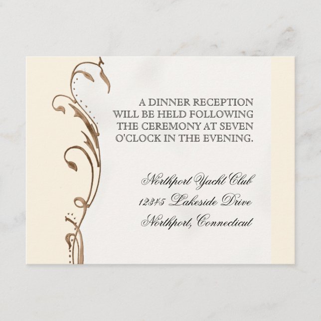 Påfågelsfjäder i virvlar - Bröllopsinbjudan Tilläggskort (Framsida)