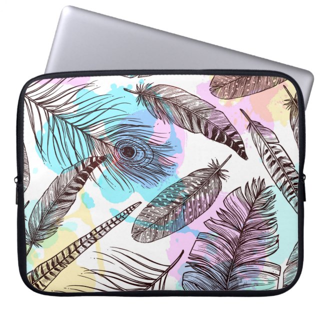 Påfågelsfjäder Laptop Fodral (Framsidan)
