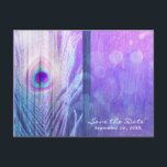 Påfågelsfjäder Lila Glam Boho Spara datum Meddelande Vykort<br><div class="desc">Påfågelsfjäder Lila Glam Boho Spara datum vykort. Personlig för alla evenemang.</div>