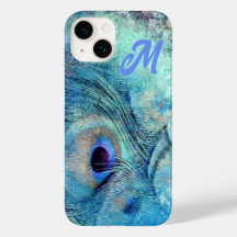 Påfågelsfjäder marmor blå lila teal
