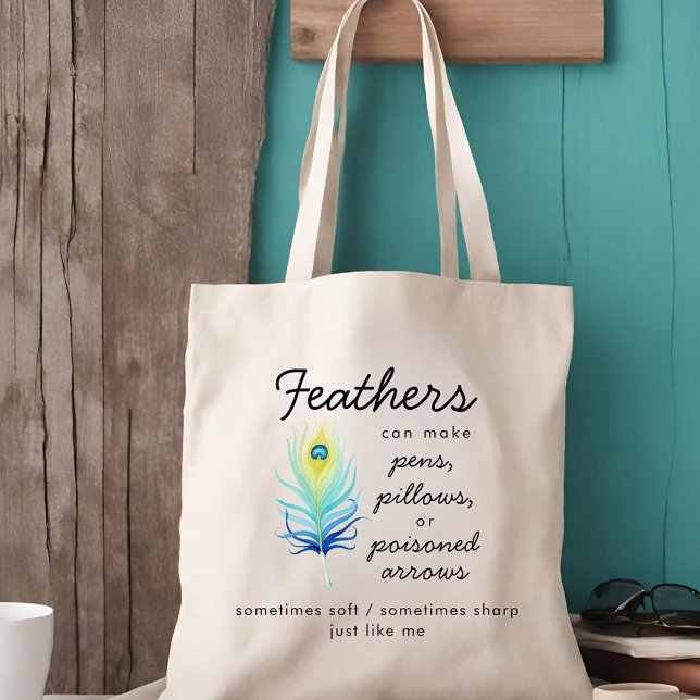 Påfågelsfjäder Sassy Motivationscitat Tygkasse (Peacock Feather Sassy Sayings Motivational Quote Tote Bag)