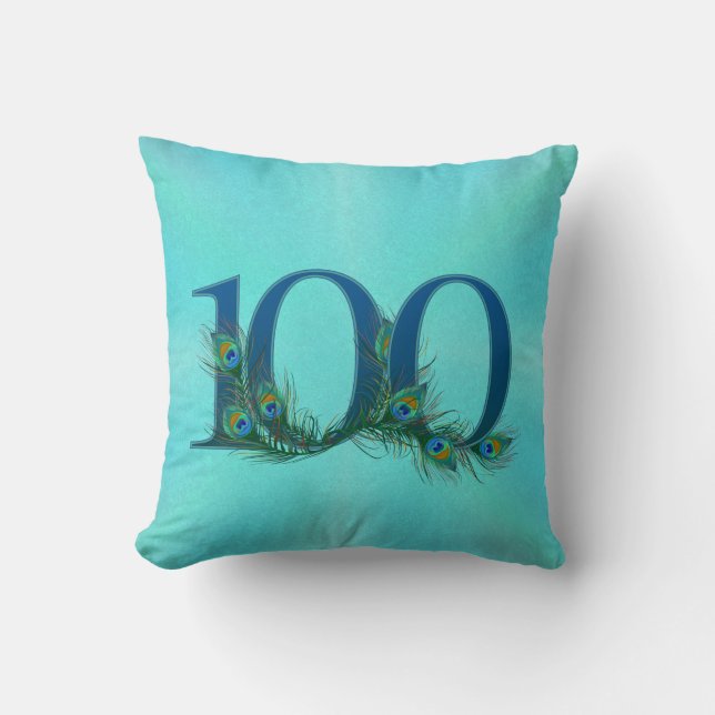 Påfågelsfjädernummer för 100-årsdag kudde (Framsida)