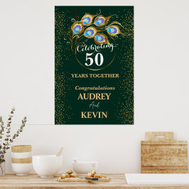 Påfågelsfjädrar 50-års bröllopsjubileum poster