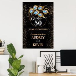 Påfågelsfjädrar 50-års bröllopsjubileum poster
