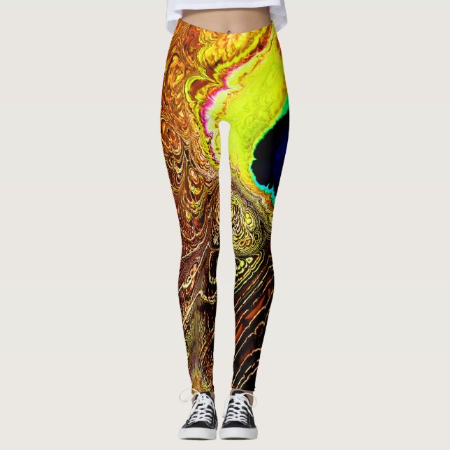 Påfågelsfjädrar Fraktal 1 Leggings (Framsida)