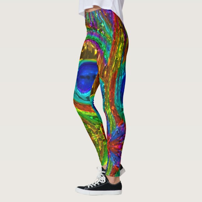 Påfågelsfjädrar Glas Konst 1 Leggings (Vänster)