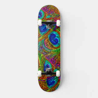 Påfågelsfjädrar Glas Konst 1 Skateboard