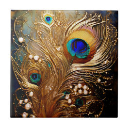 Påfågelsfjädrar pärlprickar marmorerad falsk folie kakelplatta