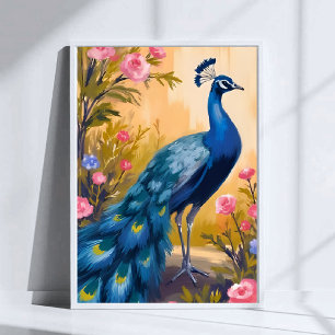 Påfågelsfjädrar Vacker Blommig Djur Poster