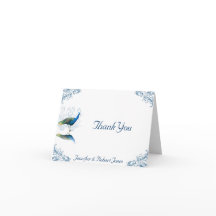 Påfågelsgård i blått och vitt Tack