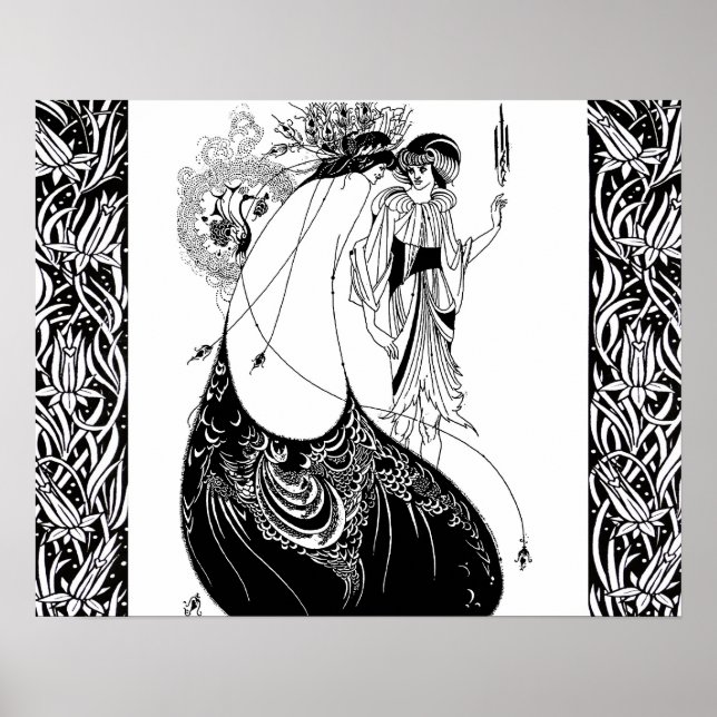 Påfågelskjortel Beardsley Nouveau Poster (Framsidan)