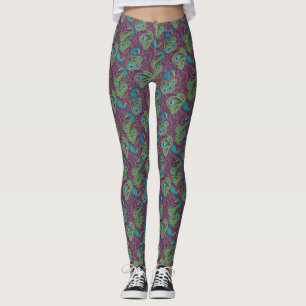 Påfågelspaisleymönster Lila Leggings