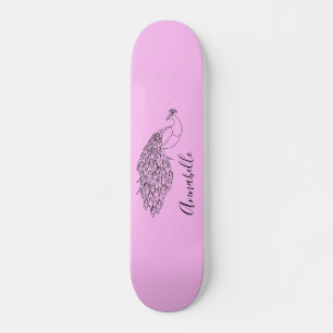 Påfågelssilhuett Anpassat Namn Mini Skateboard Bräda 18,5 Cm