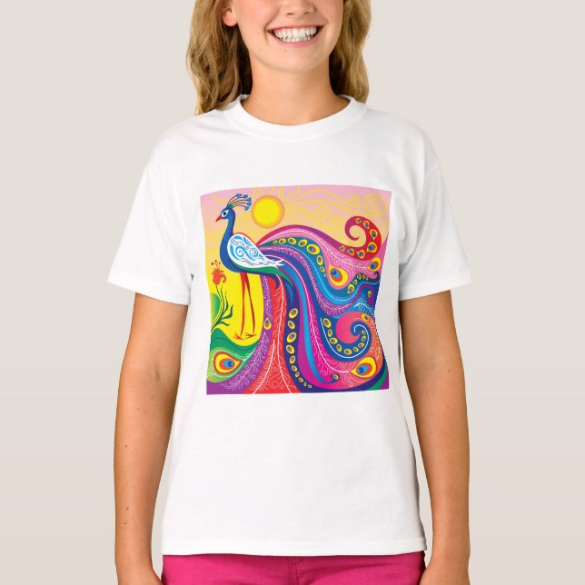 Påfågelssoluppgång T Shirt (Framsida)